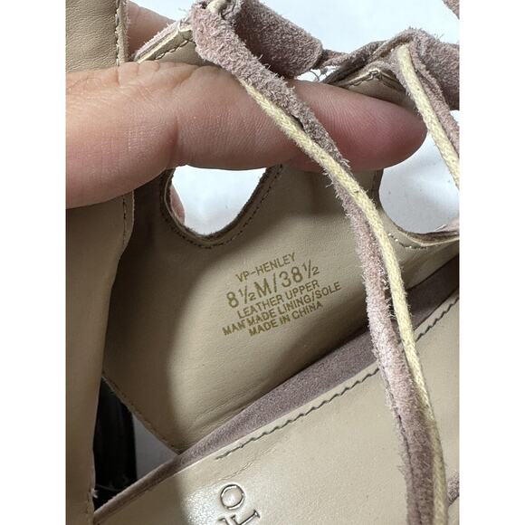 VINCE CAMUTO Henley Pink /nude Suede Lace Up Booties Sandals Sz 8.5 M - Picture 8 of 8